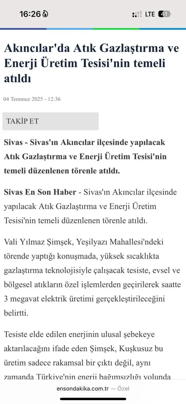 Gaz Arıtma Tesisi