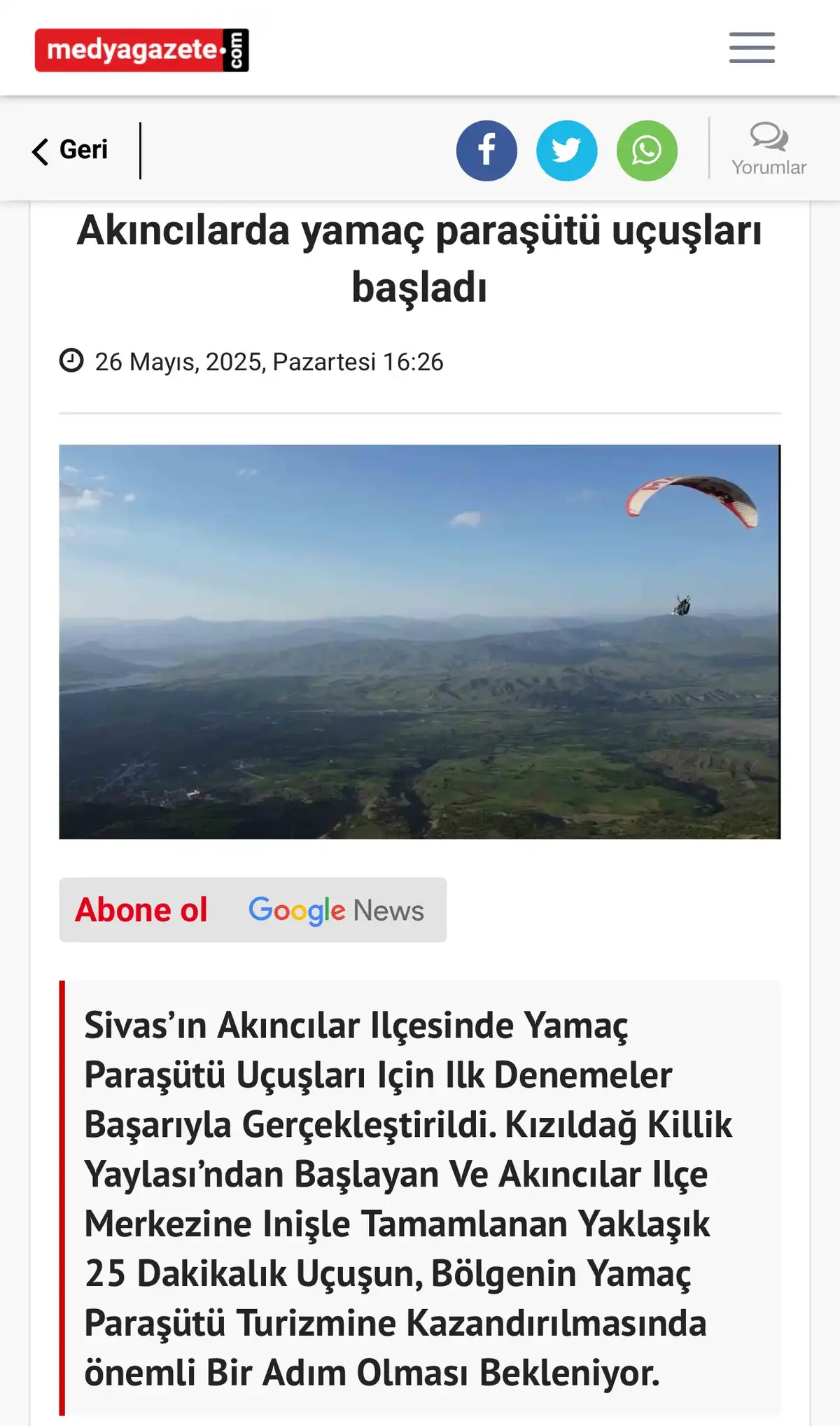 Yamaç Paraşütü